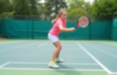 Tennis beginner hitting a forehand